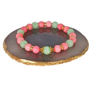 New Preppy Chrysoprase Pink Rhodonite Bracelet Y2K Country Club Coquette Girl